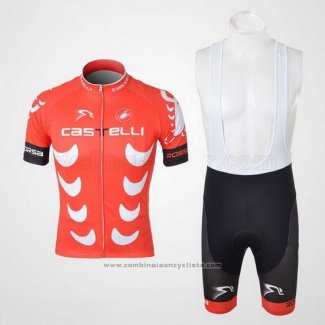 2010 Maillot Cyclisme Castelli Blanc et Rouge Manches Courtes et Cuissard