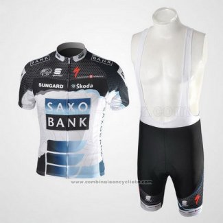 2010 Maillot Cyclisme Saxo Bank Noir et Blanc Manches Courtes et Cuissard