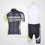 2011 Maillot Cyclisme Liquigas Cannondale Noir et Vert Manches Courtes et Cuissard