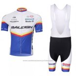 2012 Maillot Cyclisme Raleigh Bleu et Blanc Manches Courtes Cuissard