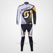 2012 Maillot Cyclisme Scott Blanc Manches Longues et Cuissard