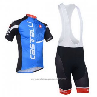 2013 Maillot Cyclisme Castelli Noir et Bleu Manches Courtes et Cuissard