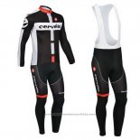 2013 Maillot Cyclisme Cervelo Blanc et Noir Manches Longues et Cuissard