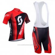 2013 Maillot Cyclisme Scott Noir et Rouge Manches Courtes et Cuissard