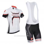 2014 Maillot Cyclisme Castelli Blanc et Orange Manches Courtes et Cuissard