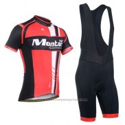 2014 Maillot Cyclisme Monton Noir et Rouge Manches Courtes et Cuissard