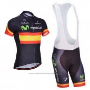 2014 Maillot Cyclisme Movistar Champion Espagne Manches Courtes et Cuissard