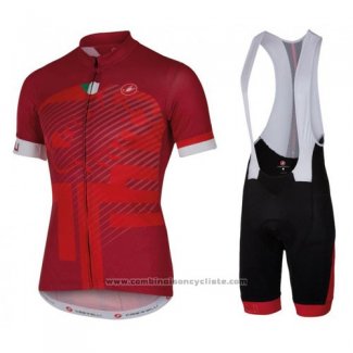 2016 Maillot Cyclisme Castelli Rouge et Blanc Manches Courtes et Cuissard