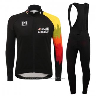 2016 Maillot Cyclisme Cinelli Chrome Noir et Jaune Manches Longues et Cuissard