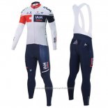 2016 Maillot Cyclisme IAM Blanc et Bleu Manches Longues et Cuissard