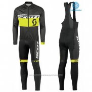 2016 Maillot Cyclisme Scott Noir et Jaune Manches Longues et Cuissard