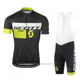 2016 Maillot Cyclisme Scott Vert et Noir Manches Courtes et Cuissard