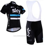 2016 Maillot Cyclisme Sky Noir Manches Courtes et Cuissard