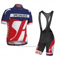 2016 Maillot Cyclisme Specialized Bleu et Rouge Manches Courtes et Cuissard