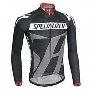 2016 Maillot Cyclisme Specialized Ml Noir et Gris Manches Longues et Cuissard