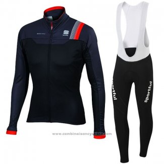 2016 Maillot Cyclisme Sportful Rouge et Noir Manches Longues et Cuissard