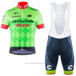 2017 Maillot Cyclisme Cannondale Drapac Vert Manches Courtes et Cuissard