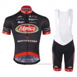 2017 Maillot Cyclisme D'Amico Bottecchia Noir Manches Courtes et Cuissard