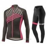 2017 Maillot Cyclisme Femme Liv Noir et Rouge Manches Longues et Cuissard