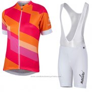 2017 Maillot Cyclisme Femme Nalini Stripe Rouge et Orange Manches Courtes et Cuissard