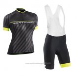 2017 Maillot Cyclisme Femme Northwave Noir et Jaune Manches Courtes et Cuissard