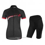 2017 Maillot Cyclisme Femme Vaude Noir et Rouge Manches Courtes et Cuissard