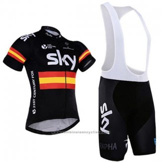 2017 Maillot Cyclisme Sky Champion Espagne Manches Courtes et Cuissard