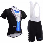 2017 Maillot Cyclisme Sobycle Noir et Bleu Manches Courtes et Cuissard