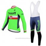 2017 Maillot Cyclisme Tinkoff Vert Manches Longues et Cuissard