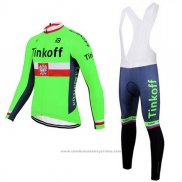 2017 Maillot Cyclisme Tinkoff Vert Manches Longues et Cuissard