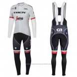 2017 Maillot Cyclisme Trek Segafredo Blanc Manches Longues et Cuissard