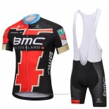 2018 Maillot Cyclisme BMC Noir et Rouge Manches Courtes et Cuissard