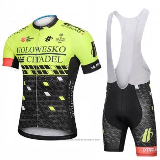 2018 Maillot Cyclisme Holowesko Citadel Vert et Noir Manches Courtes et Cuissard