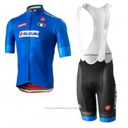 2018 Maillot Cyclisme Italie Bleu Manches Courtes et Cuissard(1)