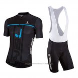 2018 Maillot Cyclisme Nalini Noir et Bleu Manches Courtes et Cuissard