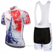 2018 Maillot Cyclisme Sobycle Blanc Orange Bleu Manches Courtes et Cuissard