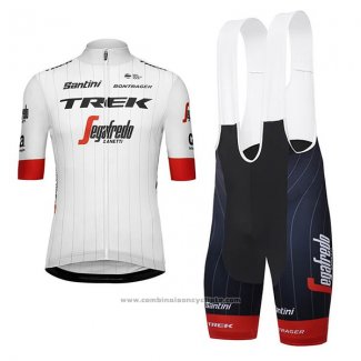 2018 Maillot Cyclisme Trek Segafredo Tour de France Blanc Rouge Manches Courtes et Cuissard