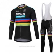 2018 Maillot Cyclisme UCI Monde Champion Bora Noir Manches Longues et Cuissard