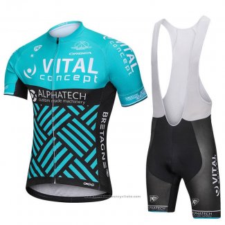 2018 Maillot Cyclisme Vital Concept Alphatech Bleu et Noir Manches Courtes et Cuissard