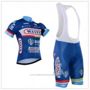 2018 Maillot Cyclisme Wanty Bleu Manches Courtes Cuissard