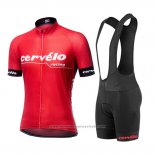 2019 Maillot Cyclisme Cervelo Rouge Manches Courtes et Cuissard