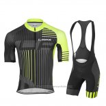 2019 Maillot Cyclisme Lungo Ao Noir Vert Manches Courtes et Cuissard