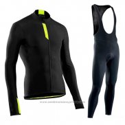 2019 Maillot Cyclisme Northwave Negro Vert Manches Longues et Cuissard