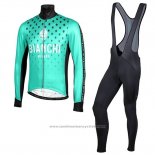 2019 Maillot Cyclisme Bianchi Milano FT Bleu Noir Manches Longues et Cuissard