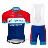 2019 Maillot Cyclisme Kobanya Rouge Blanc Bleu Manches Courtes et Cuissard