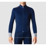 2019 Maillot Cyclisme La Passione Bleu Gris Manches Longues et Cuissard