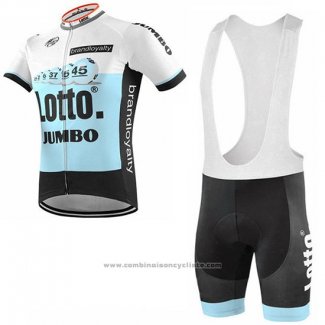 2019 Maillot Cyclisme Lotto NL-Jumbo Bleu Blanc Manches Courtes et Cuissard