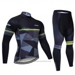 2019 Maillot Cyclisme Northwave Noir Gris Manches Longues et Cuissard