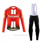 2019 Maillot Cyclisme Sunweb Orange Blanc Manches Longues et Cuissard