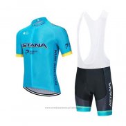 2020 Maillot Cyclisme Astana Bleu Jaune Manches Courtes et Cuissard